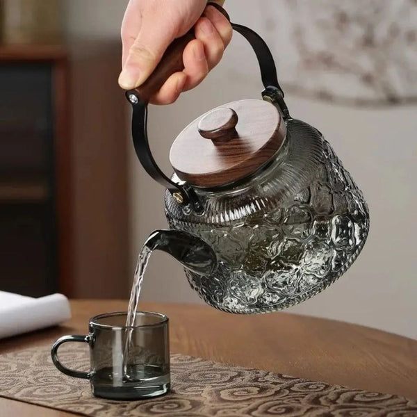 Nami Glass Teapot with Infuser – 1L Borosilicate Glass – Smoky Gray