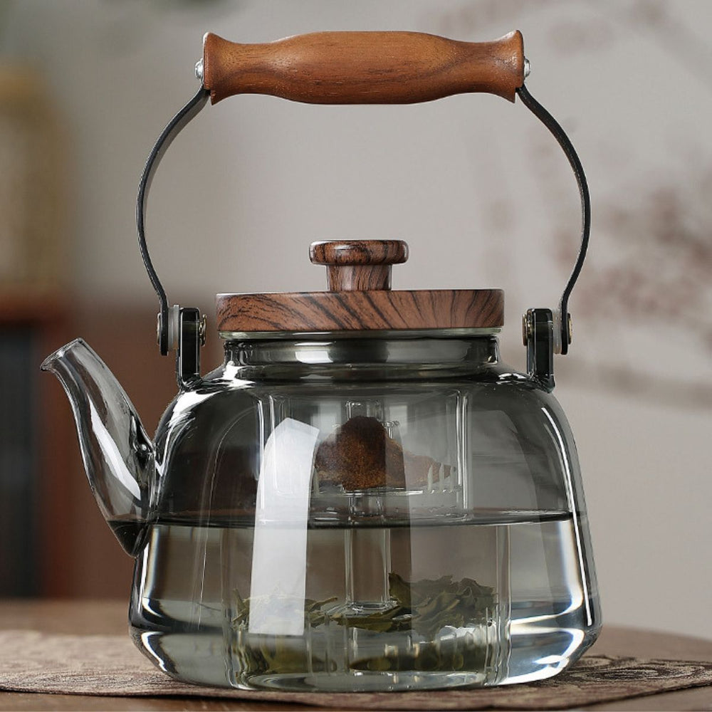 Nami Glass Teapot with Infuser – 1L Borosilicate Glass – Smoky Gray