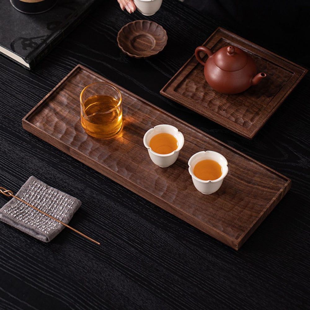 Nara textured walnut tea tray