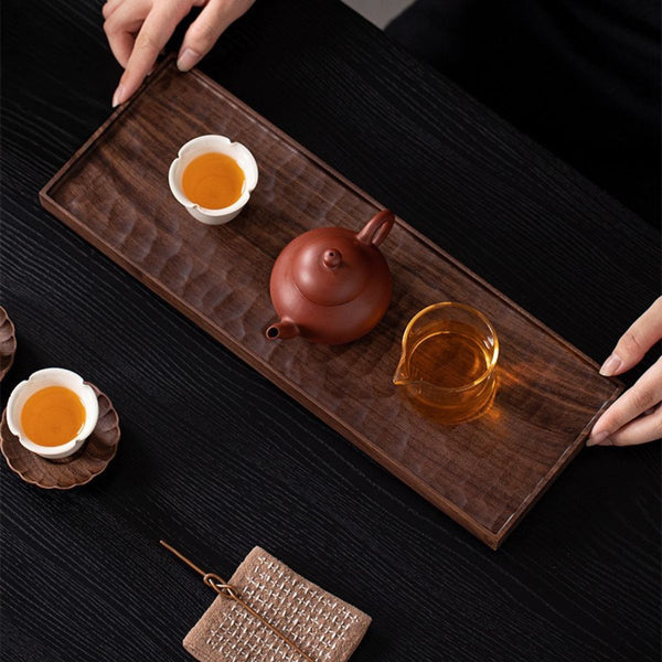 Nara textured walnut tea tray