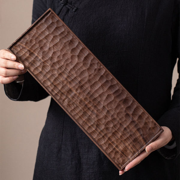 Nara textured walnut tea tray