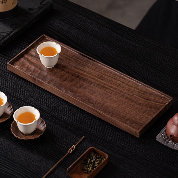Nara textured walnut tea tray