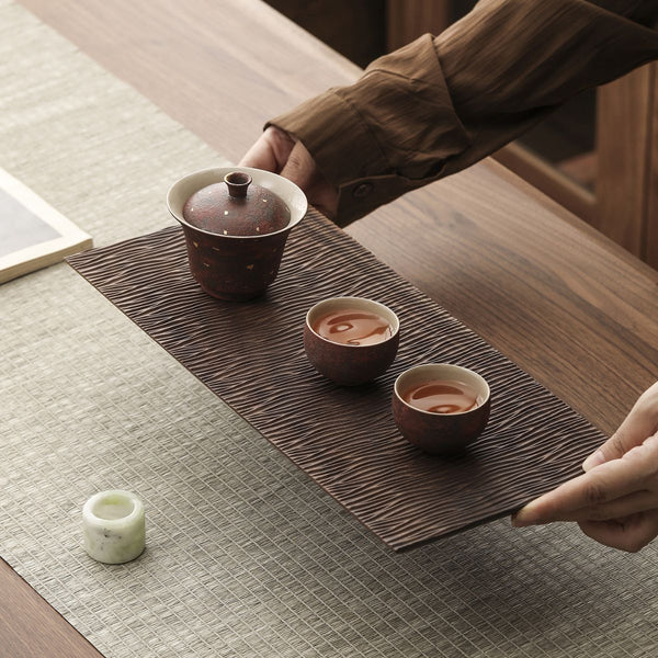 Noren Black walnut tea tray – Textured solid wood