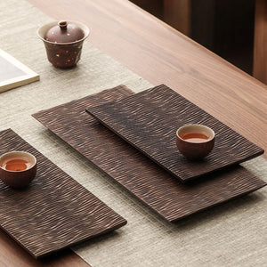 Noren Black walnut tea tray – Textured solid wood