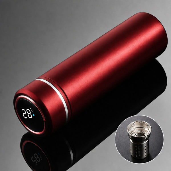 Riku Tea travel set with temperature display thermos & Infuser mug – Vermilion Red