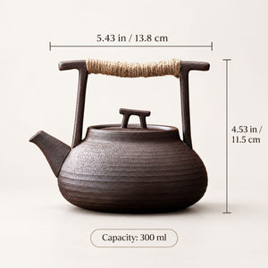 Sumi ceramic teapot dimensions: 5.43 in (13.8 cm) wide, 4.53 in (11.5 cm) tall, 300ml capacity