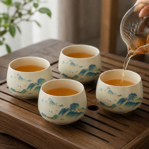 Yuki ceramic tea cup set – Landscape Design – Set of 4