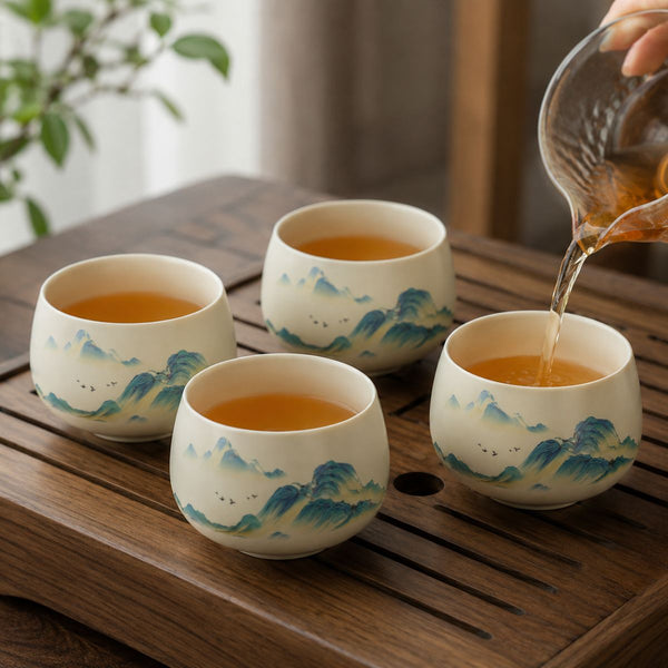Yuki ceramic tea cup set – Landscape Design – Set of 4