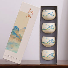 Yuki ceramic tea cup set – Landscape Design – Set of 4