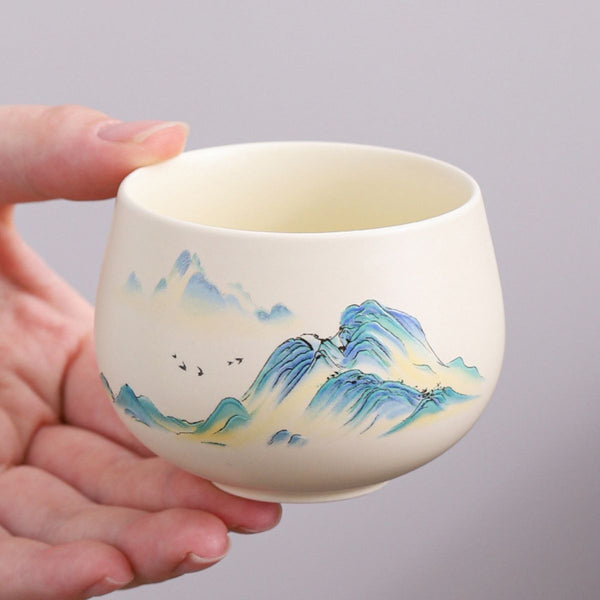 Yuki ceramic tea cup set – Landscape Design – Set of 4