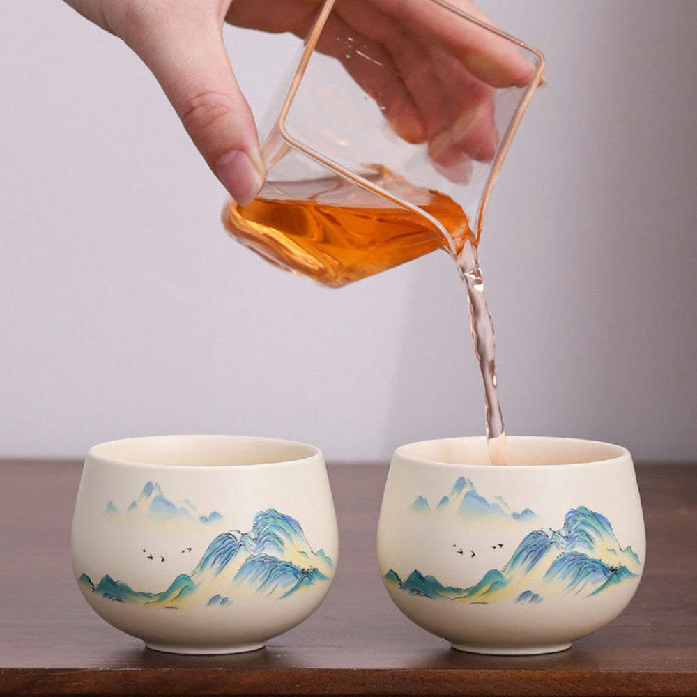 Yuki ceramic tea cup set – Landscape Design – Set of 4