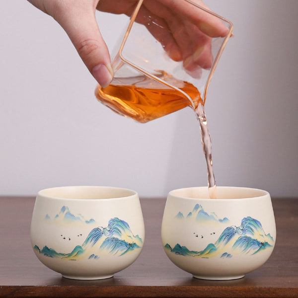 Yuki ceramic tea cup set – Landscape Design – Set of 4
