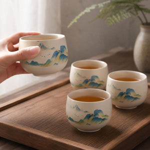 Yuki ceramic tea cup set – Landscape Design – Set of 4