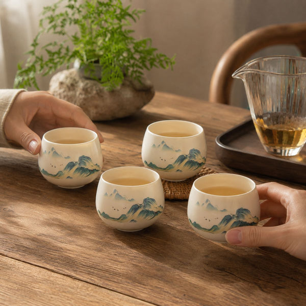 Yuki ceramic tea cup set – Landscape Design – Set of 4
