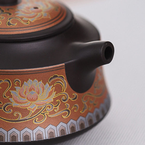 chinese tea set bronze brown flower