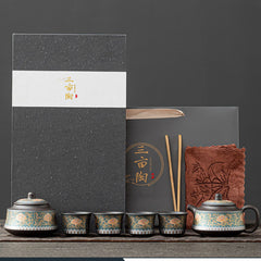 Zhen Chinese Tea Set – 225ml Ceramic Teapot & 4 Cups – Jade Green