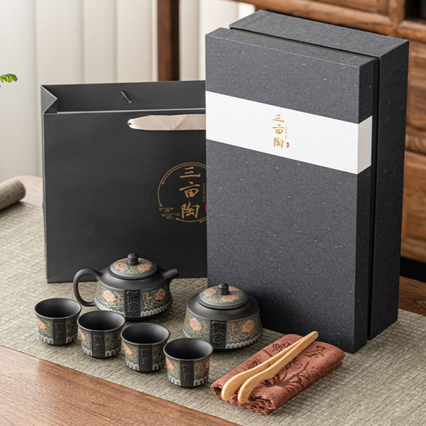 Zhen Chinese Tea Set – 225ml Ceramic Teapot & 4 Cups – Jade Green